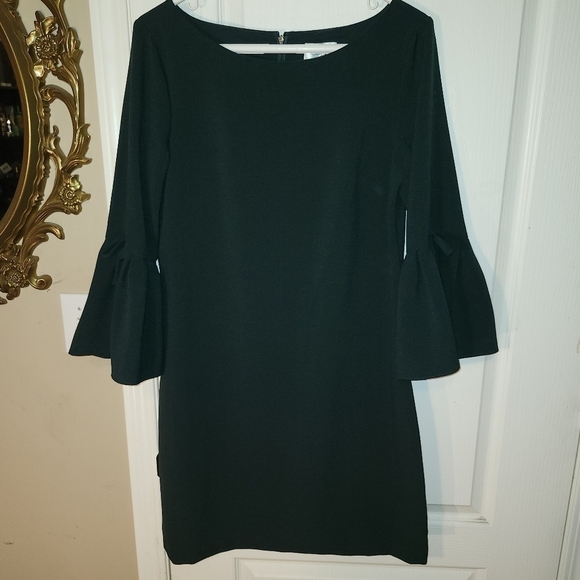 Eliza J scoop neck Flare  Sleeve Dress in emerald green, size 14 - Picture 4 of 13